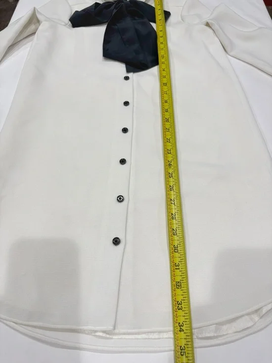 Kate Spade Griffin Shirt Dress Women 0 White Bow Tie Preppy Office Chic - Picture 12 of 12